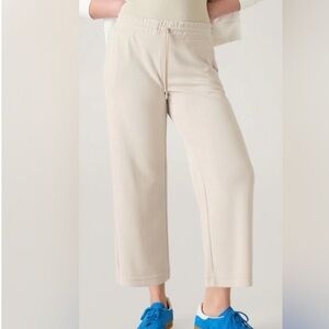 Athleta Seasoft Straight Crop Pant Taupe Drawstring Pullon Size Large